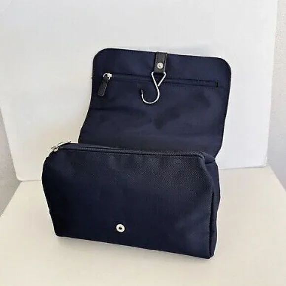 NWT GIORGIO ARMANI Black Fold Over Hangable Toiletry Travel‎ Bag w/ Dust Bag